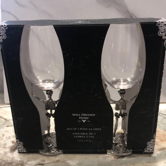 Well Dressed Home Dining Halloween Skeleton Wine Glasses Well